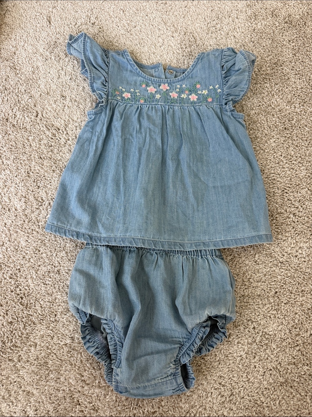 Baby Denim Tunic & Bloomers Set - Light Blue